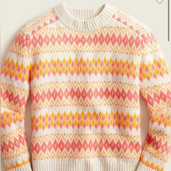 J. Crew 100% Cashmere Women's Sweater - Pink, Yellow, Cream Geometric Design - Picture 3 of 12